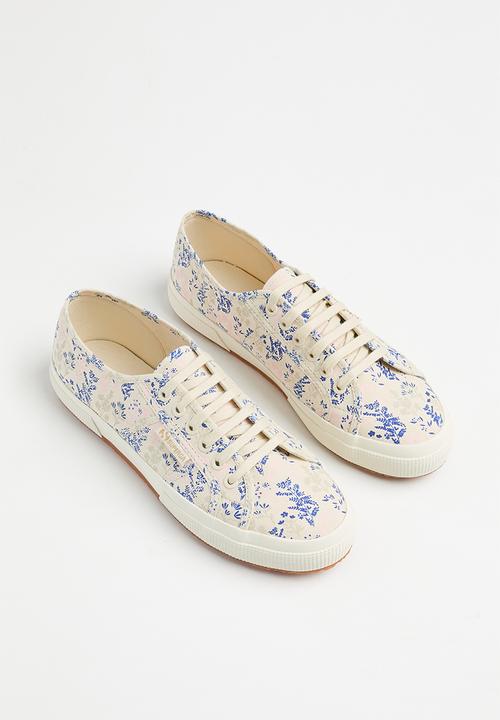 SUPERGA - 2750 Flowers print - a1j beige raw blue pink