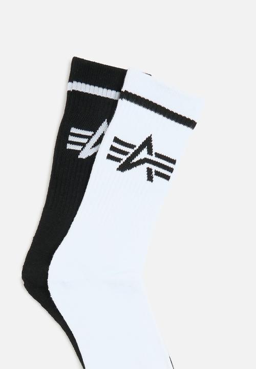 Alpha Industries - AI logo tennis socks twin pack - black & white