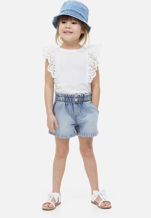 H&M - Loose fit denim shorts - light denim blue