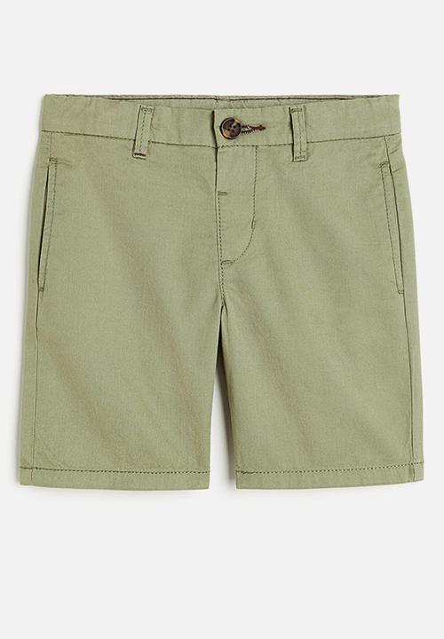 H&M - Cotton chino shorts - light khaki green