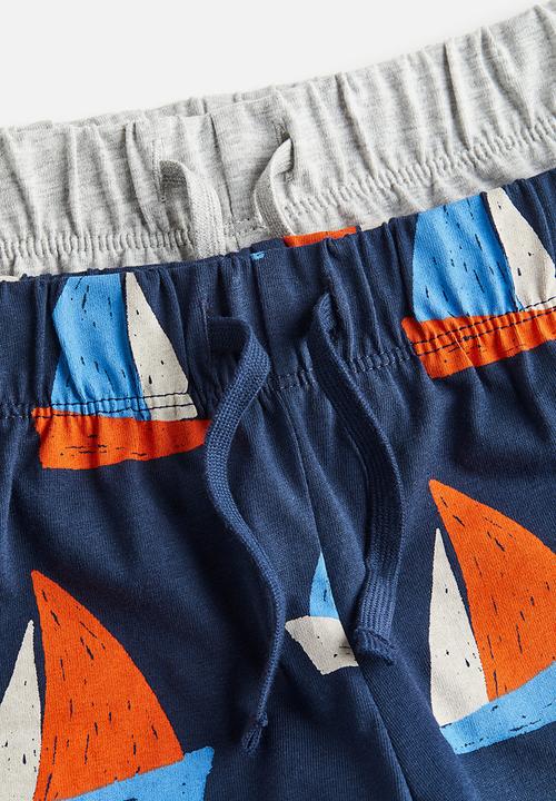 H&M - 2 Pack pull-on shorts - dark blue sailboats