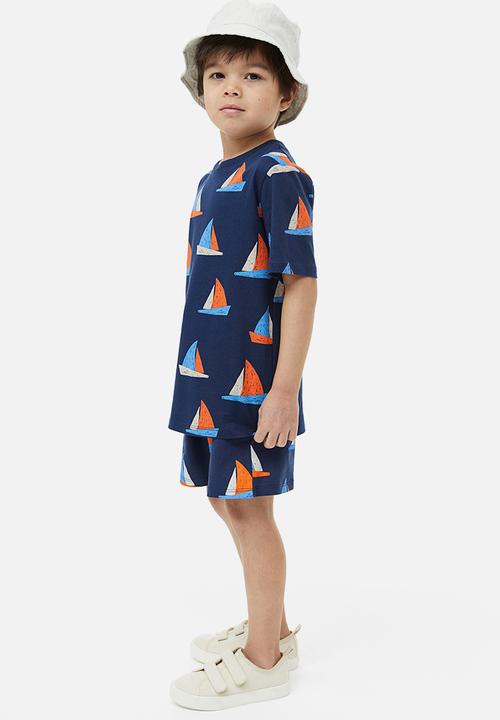 H&M - 2 Pack pull-on shorts - dark blue sailboats