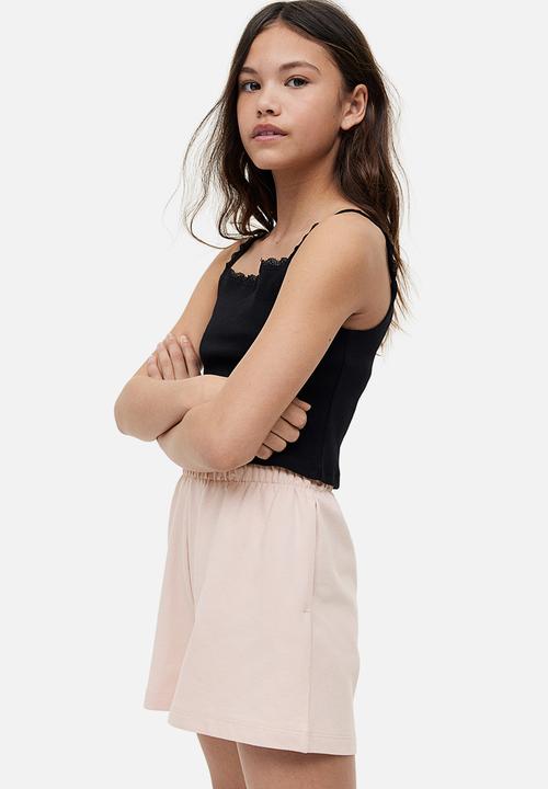 H&M - Paper bag sweatshorts - light pink