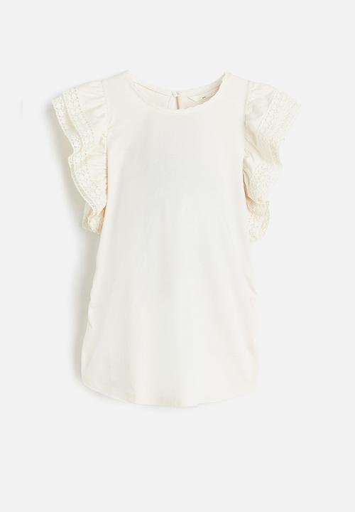 H&M - Mama flutter-sleeved top - natural white