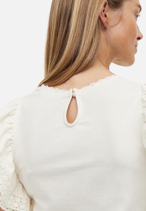 H&M - Mama flutter-sleeved top - natural white