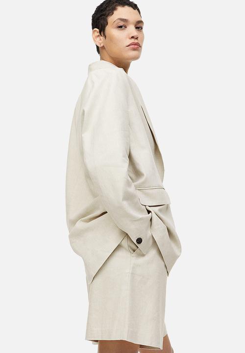 H&M - Linen-blend shorts - light beige 