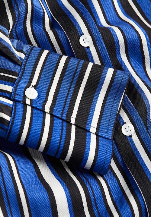 H&M - Tie-detail shirt dress - blue striped