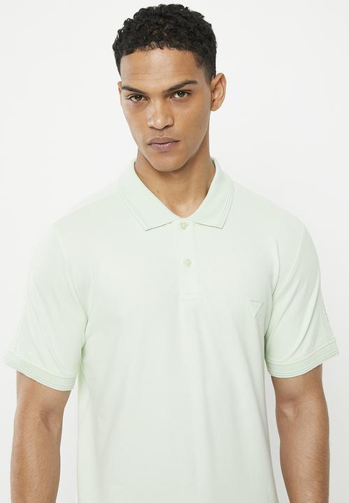 GUESS - Short sleeve logo on sleeve polo - soft mint