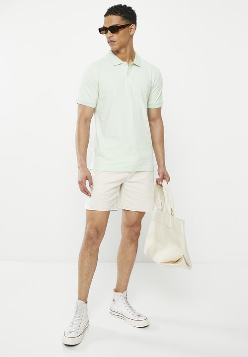 GUESS - Short sleeve logo on sleeve polo - soft mint