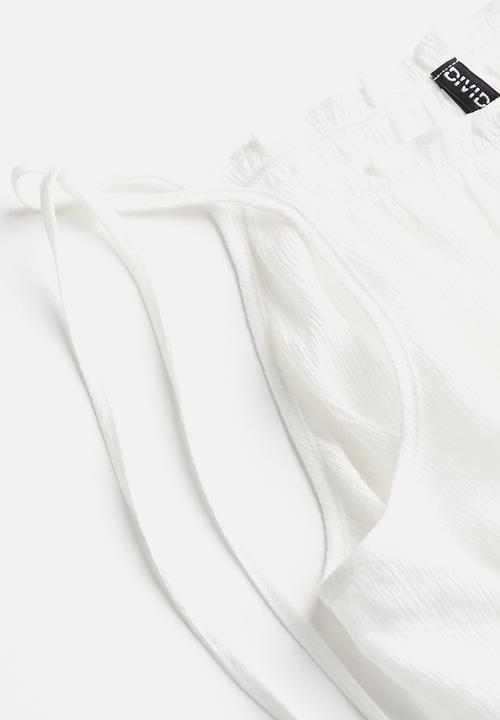H&M - Tie-strap frill-trimmed top - white