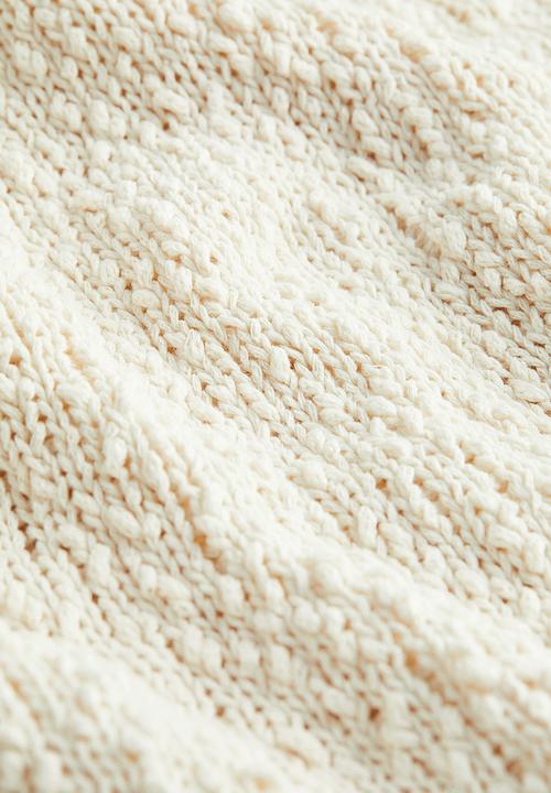 H&M - Flared textured-knit skirt - cream 