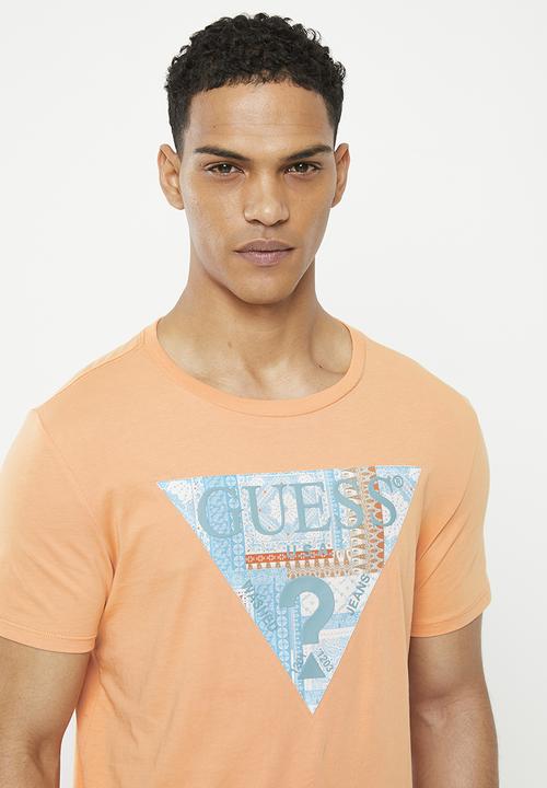 GUESS - Short sleeve bsc mosaic tri logo tee - sweet peach