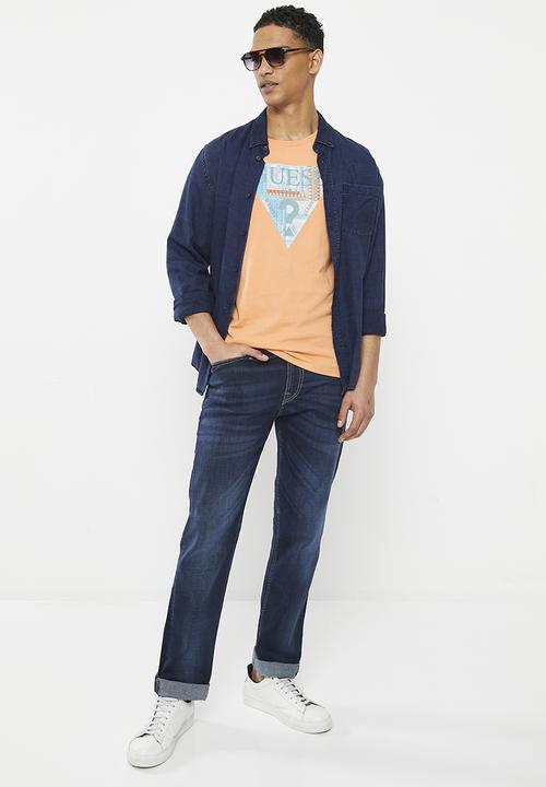 GUESS - Short sleeve bsc mosaic tri logo tee - sweet peach