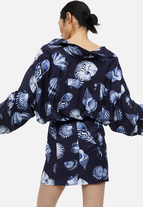 H&M - Mini skirt - navy blue seashells 