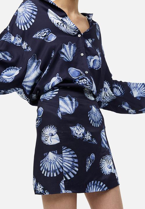 H&M - Mini skirt - navy blue seashells 