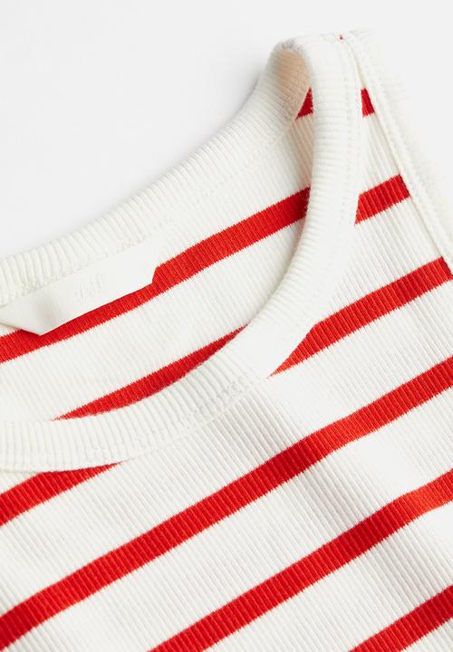 H&M - Cropped vest top - white& red striped