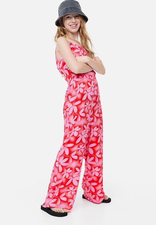 H&M - Gathered jumpsuit - red flowers