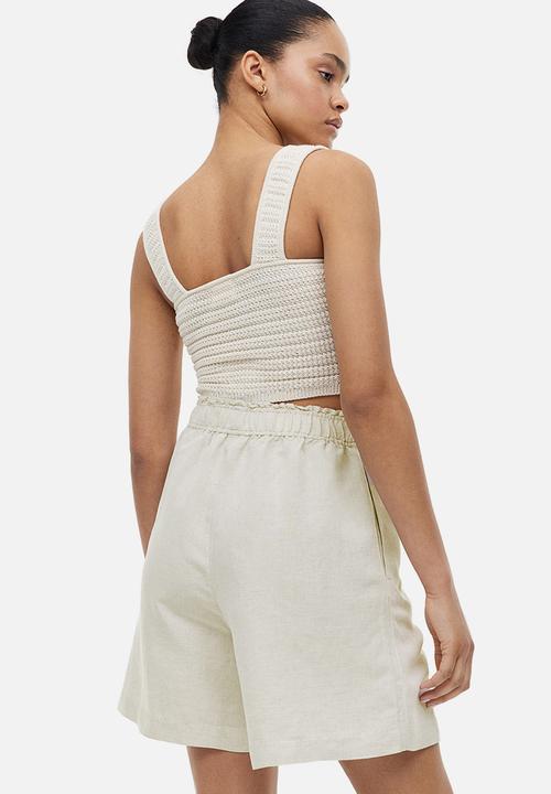 H&M - Linen-blend pull-on shorts - light beige