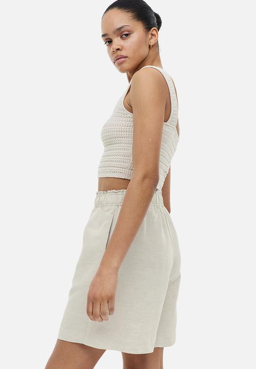 H&M - Linen-blend pull-on shorts - light beige