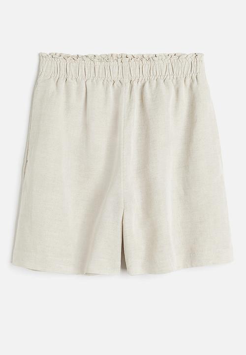 H&M - Linen-blend pull-on shorts - light beige