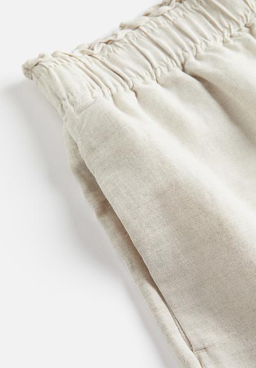 H&M - Linen-blend pull-on shorts - light beige
