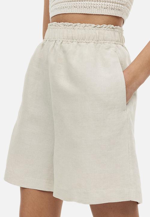 H&M - Linen-blend pull-on shorts - light beige