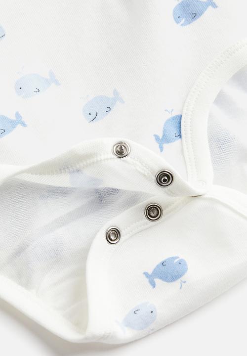 H&M - 2-Pack short-sleeved bodysuits -  light blue whales
