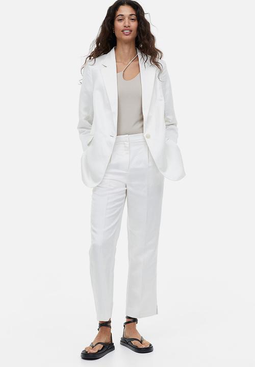 H&M - Linen-blend tailored trousers - white