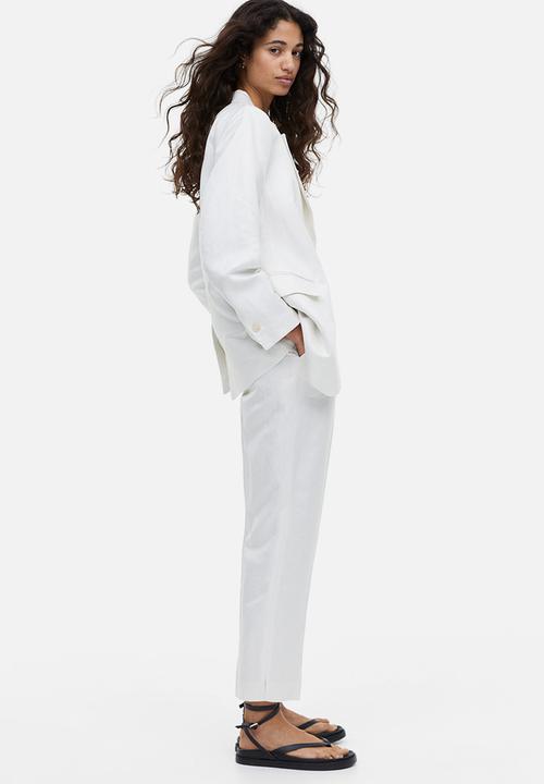 H&M - Linen-blend tailored trousers - white