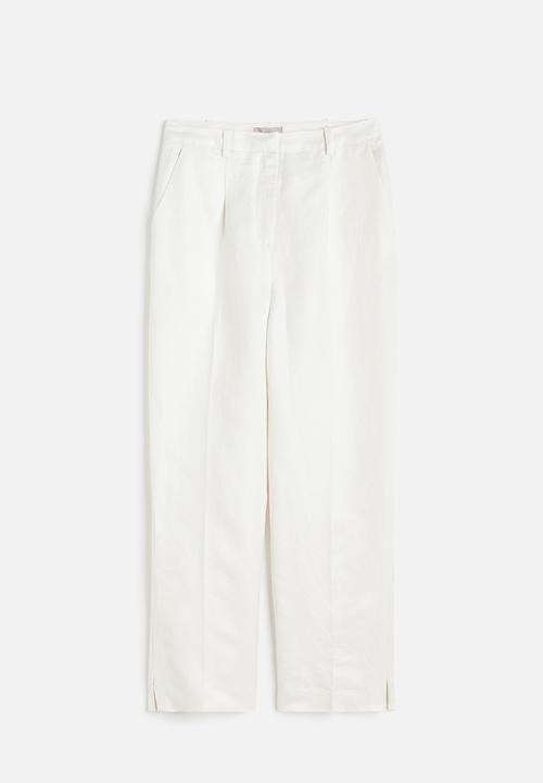 H&M - Linen-blend tailored trousers - white