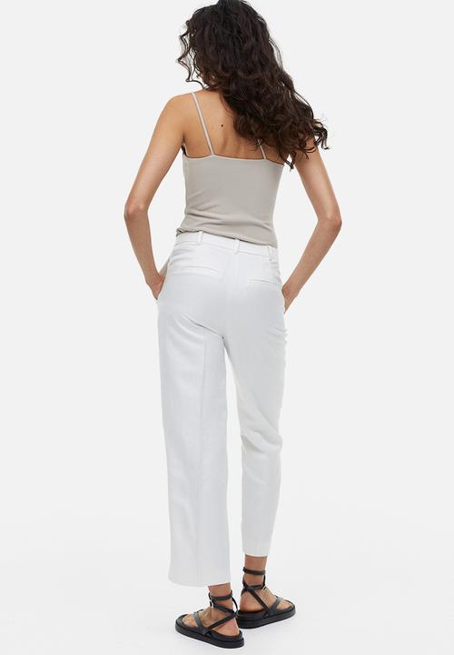 H&M - Linen-blend tailored trousers - white