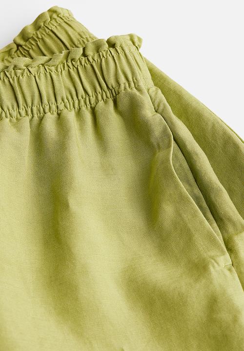 H&M - Linen-blend pull-on shorts - green