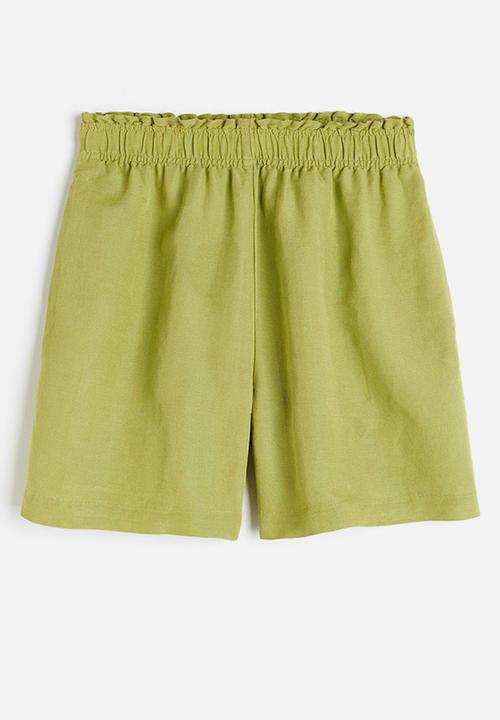 H&M - Linen-blend pull-on shorts - green