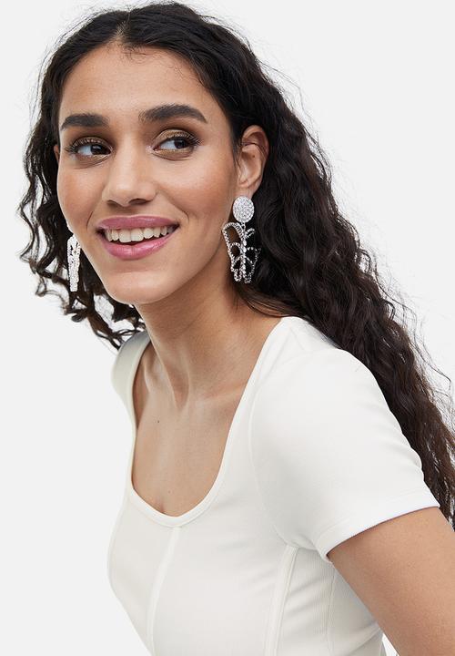 H&M - Corset-style ribbed top - cream