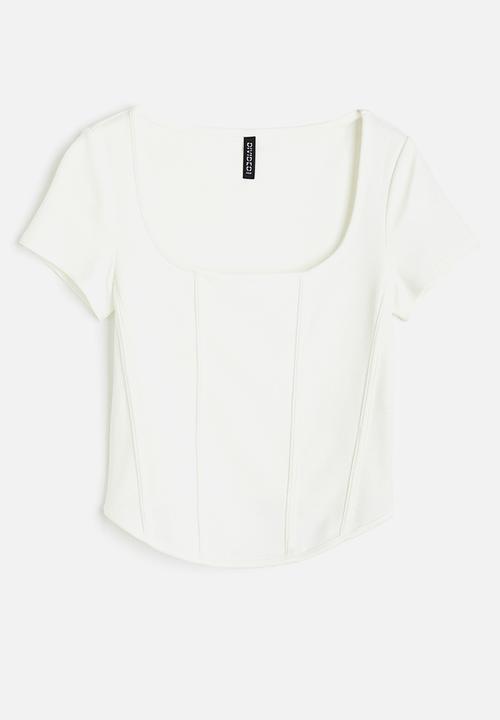 H&M - Corset-style ribbed top - cream