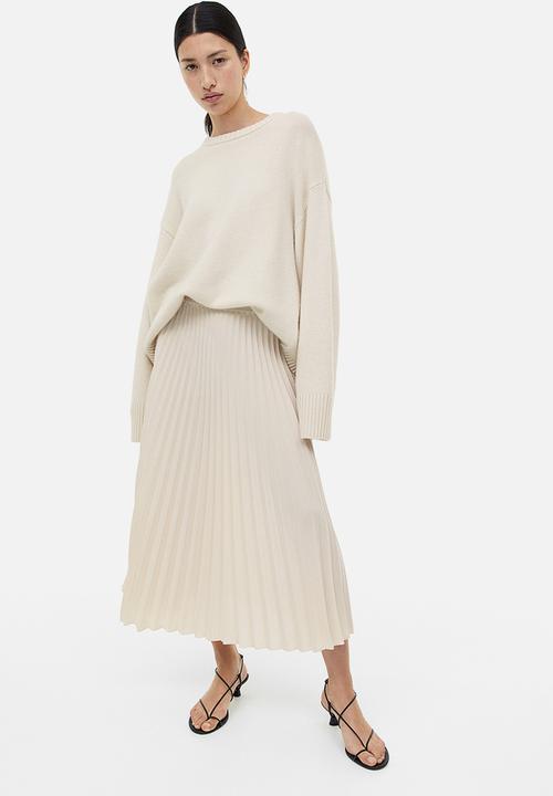 H&M - Pleated skirt - light beige 