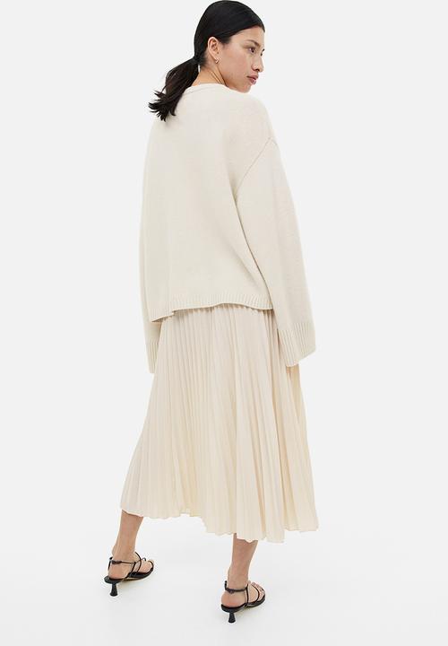 H&M - Pleated skirt - light beige 