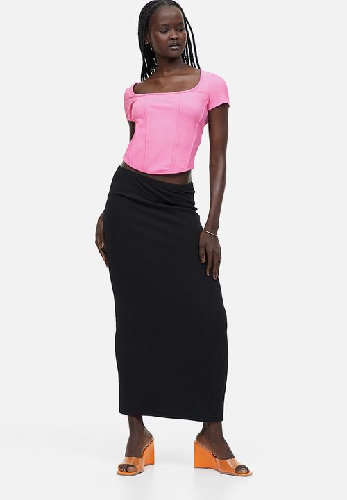 H&M - Corset-style ribbed top - pink