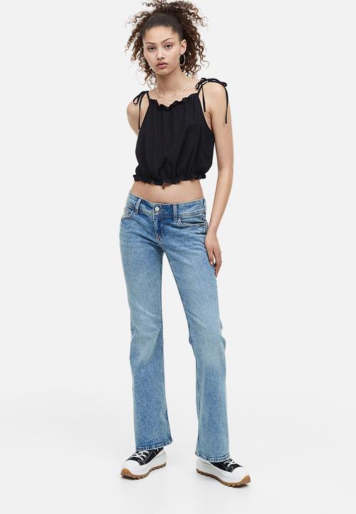 H&M - Tie-strap frill-trimmed top - black