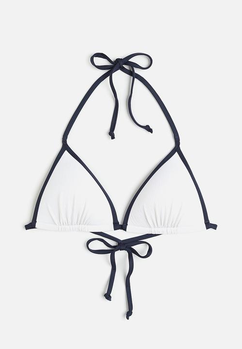 H&M - Push-up triangle bikini top - white & dark blue