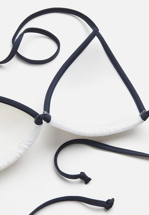 H&M - Push-up triangle bikini top - white & dark blue