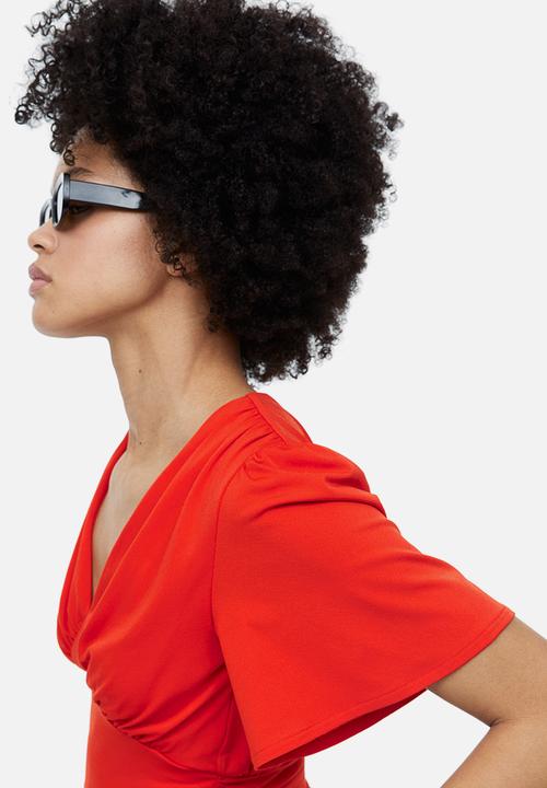 H&M - Gathered cropped top - red