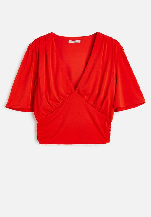 H&M - Gathered cropped top - red