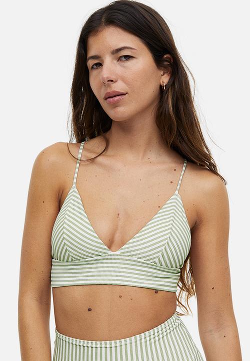 H&M - Padded bikini top - light green & white striped