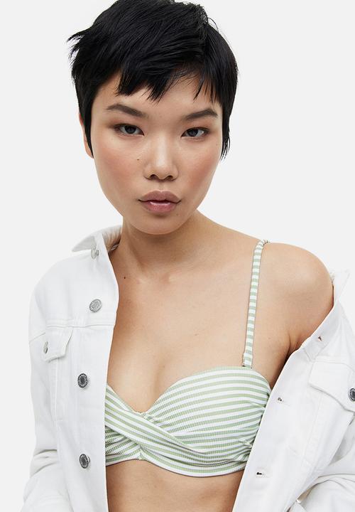 H&M - Balconette bikini top - light green & white striped