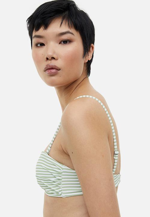 H&M - Balconette bikini top - light green & white striped