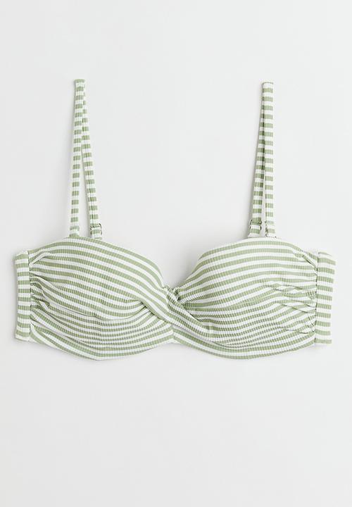H&M - Balconette bikini top - light green & white striped