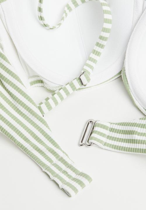 H&M - Balconette bikini top - light green & white striped