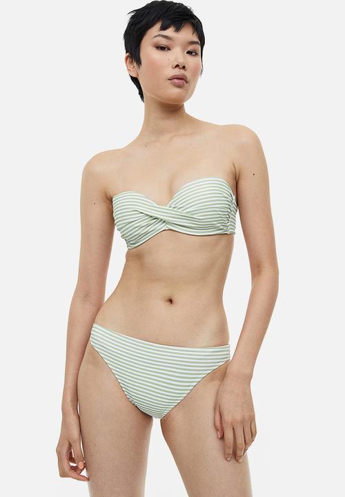 H&M - Balconette bikini top - light green & white striped