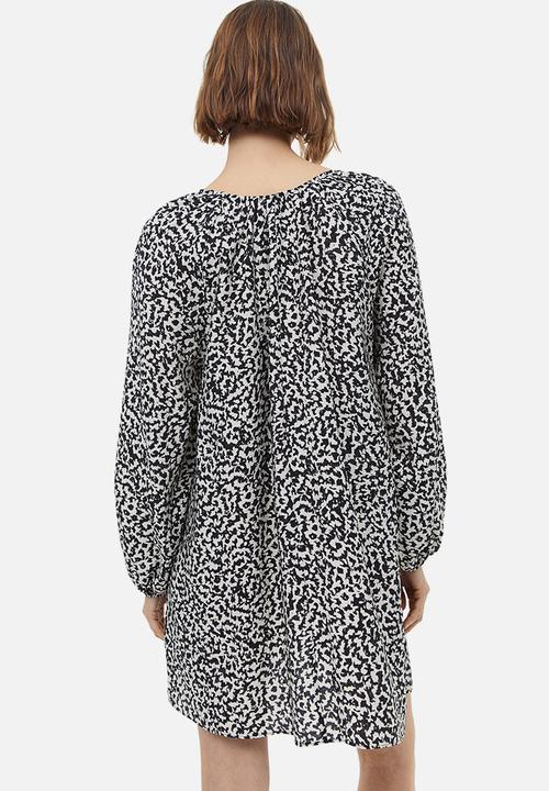 H&M - A-line dress - cream black patterned